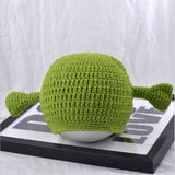-High quality Shrek inspired knitted acrylic wool ogre beanie cap. One size fits most upto 56-58cm. Free shipping from abroad with average delivery time of about 2-3 weeks from the USA. Funny fan costume cosplay hat green mens womens unisex teens kids winter fall -