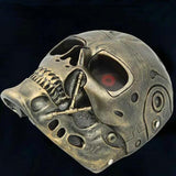 -High quality, detailed resin face mask in your choice of silver or copper finish with transparent red eyes and adjustable straps. One size fits most. Free shipping. Halloween costume cosplay airsoft paintball style cyborg android cybernetic robot skynet cyberdyne model t-800 terminator mask prop replica accessory-