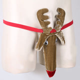 -Funny and festive men's gstring with reindeer bulge pouch and penis sheath complete with floppy ears, antlers and googly eyes. Stretchy polyester, nylon and elastic. One size fits most. Free shipping. Sexy silly Christmas novelty lingerie mens underwear xmas open butt thong underwear cock naughty santa sex gift for him-