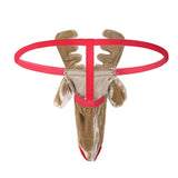 -Funny and festive men's gstring with reindeer bulge pouch and penis sheath complete with floppy ears, antlers and googly eyes. Stretchy polyester, nylon and elastic. One size fits most. Free shipping. Sexy silly Christmas novelty lingerie mens underwear xmas open butt thong underwear cock naughty santa sex gift for him-