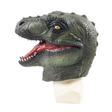 -High quality latex over-the-head dinosaur mask. One size fits most. Free shipping from abroad with an average delivery time to the USA of 2-3 weeks. Dinosaur jurassic halloween costume cosplay world t-rex park velociraptor raptor dino lifelike frightening scary reptile-