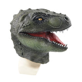 -High quality latex over-the-head dinosaur mask. One size fits most. Free shipping from abroad with an average delivery time to the USA of 2-3 weeks. Dinosaur jurassic halloween costume cosplay world t-rex park velociraptor raptor dino lifelike frightening scary reptile-Green-One Size-USA-