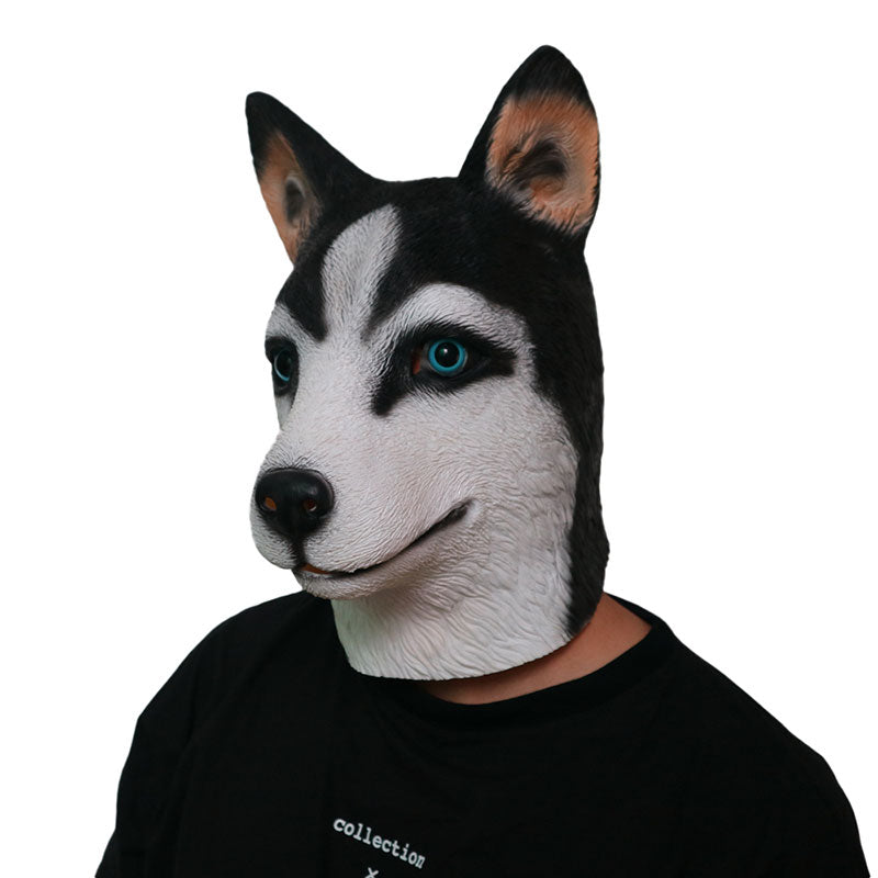 -Funny latex over-the-head Husky puppy mask. One size fits most. Free shipping from abroad with average delivery to the USA in 2-3 weeks. Halloween cute kawaii costume cosplay dog mask-