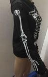 -Soft and comfortable women's style zipper hoodie with high quality skeletal print. Lightweight polyester fleece with large drawstring hood and thumbholes on the sleeves. Free shipping. punk goth gothic halloween skeleton hooded sweatshirt girls juniors ribcage xray fashion streetwear harajuku -
