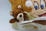 -Super cute soft stitched plush pillow featuring Dopey from Snow White and the 7 Dwarfs tucked in bed and reading a storybook with hidden pocket holding his attached stuffed teddy bear.High quality, 30cm/12.6in. Imported, Free shipping Disney sleepy goodnight kids pillow throw cushion snuggle toy bedding gift for child-