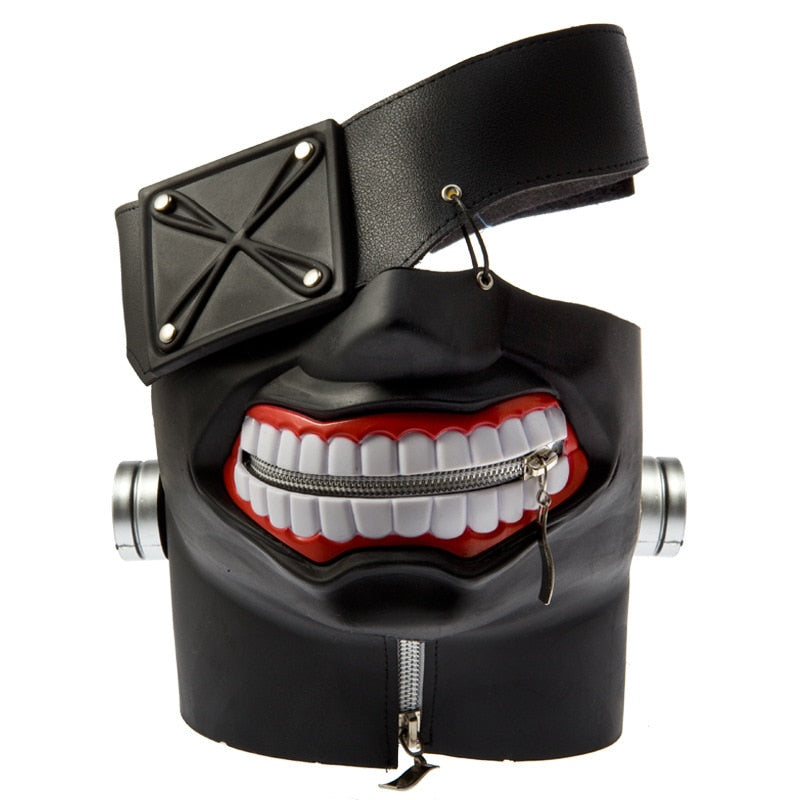 -High quality rubber and faux leather Tokyo Ghoul Kaneki Ken mask with eye patch and zippered mouth. One size fits most adults. Free shipping from abroad. Typically arrives to the US in 2-3 weeks. dark anime cosplay costume halloween men women teens adult -
