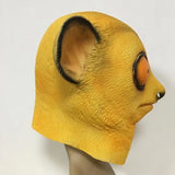 -A brightly colored, big-eyed lemur over-the-head mask for costume and cosplay. Made of quality soft latex rubber. One size fits most. Free shipping. Funny weird orange bug-eyed animal monkey halloween costume cosplay novelty bizarre creepy strange unusual fancy dress madagascar USA-