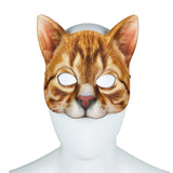 -Masquerade/Carnival style sculpted half-face mask printed with realistic cat face. One size fits most, measures approximately 18x18cm/7.09x7.09in and 6cm/2.36in deep. Free shipping from abroad. Typically delivers to the USA in 2-3 weeks. - Gato carnivale halloween costume cosplay kitty-