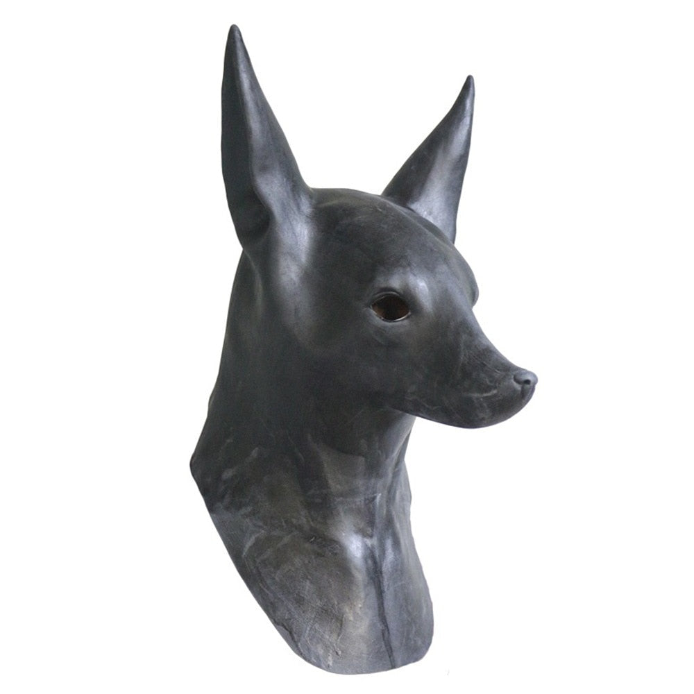 -Quality latex over-the-head Anubis style jackal mask. One size fits most. Free shipping from abroad with average delivery to the US of 2-3 weeks. halloween costume cosplay egypt egyptian deity anubis jackal headed god wolf classic pyramid gamer gaming roleplaying larp judgement afterlife-