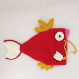 Magikarp Hat - Red or Gold - Handmade Knit-High quality handmade acrylic wool Magikarp hat in both kid's and adult sizes. Free shipping from abroad. Typically arrives to the USA in about 2-3 weeks. Funny weird novelty knitted crocheted pokemon fish beanie cap red or gold, fishy head warmer gift-