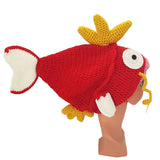 Magikarp Hat - Red or Gold - Handmade Knit-High quality handmade acrylic wool Magikarp hat in both kid's and adult sizes. Free shipping from abroad. Typically arrives to the USA in about 2-3 weeks. Funny weird novelty knitted crocheted pokemon fish beanie cap red or gold, fishy head warmer gift-