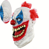 -Deluxe latex rubber over-the-head killer clown mask with attached hair. One size fits most. Free shipping from abroad. Typically arrives in about 2-3 weeks to the USA. Funny scifi horror murder circus clown halloween costume mask cosplay -
