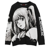 -High quality knit pullover sweater. Made of soft and comfortable synthetic wool blend. Oversize unisex style, see size chart. Free shipping from abroad. Unique mens womens anime pullover jumper harajuku fashion BlackAir.Inc Japanese streetwear -Black-2XL-