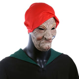 -Classic wrinkled old woman with cigarette and head scarf latex mask. One size fits most (ideal for a head circumference of 53-60cm). Free shipping from abroad. Typically arrives in 2-3 business days to the USA. Granny grandmother smoking gypsy woman old lady wrinkly vintage style witch strega nonna nana -