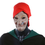 -Classic wrinkled old woman with cigarette and head scarf latex mask. One size fits most (ideal for a head circumference of 53-60cm). Free shipping from abroad. Typically arrives in 2-3 business days to the USA. Granny grandmother smoking gypsy woman old lady wrinkly vintage style witch strega nonna nana -