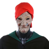 -Classic wrinkled old woman with cigarette and head scarf latex mask. One size fits most (ideal for a head circumference of 53-60cm). Free shipping from abroad. Typically arrives in 2-3 business days to the USA. Granny grandmother smoking gypsy woman old lady wrinkly vintage style witch strega nonna nana -