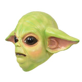 -Funny 'yoda-like' full over-the-head latex alien mask. One size fits most. Free shipping from abroad. Typically arrives in about 2-4 weeks to the USA. Halloween mask hillarious derpy generic knockoff old man baby star child carnival fancy dress costume goofy weird wars bizarre parody green alien meme memes-