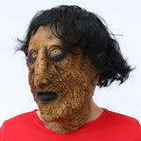 -Unique surreal soft latex over-the-head mask with attached hair. One size fits most. Ideal to fit heads with a circumference of 55cm to 58cm. Free shipping. Unusual creepy character costume cosplay disturbing infected boils bumps halloween dark black wig realistic weird bizarre body horror human monster spoopy kids -