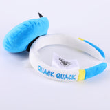 -Donald Duck hat plush headband. Hard to find genuine products which are part of the Disney 'Fun Fan Amuse' series. High quality officially licensed carnival game prizes by SEGA. Free shipping. Imported official authentic Disney Parks World Tokyo DisneySea EuroDisney Disneyland Mouse Ears unique arcade award toy-