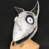 -High quality latex over-the-head mask. One size fits most. Free shipping from abroad. Typically arrives to the USA in about 2-3 weeks. Funny spoopy classic halloween horror undead zombie dog Tim Burton short stop motion movie frankenstein puppy kid friendly costume cosplay mask-