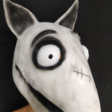 -High quality latex over-the-head mask. One size fits most. Free shipping from abroad. Typically arrives to the USA in about 2-3 weeks. Funny spoopy classic halloween horror undead zombie dog Tim Burton short stop motion movie frankenstein puppy kid friendly costume cosplay mask-