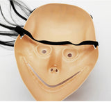 -Quality vacuform mask with attached hair and elastic strap. One size fits most. Free shipping from abroad. Typically arrives to the US in about 2-3 weeks. Funny creepy weird momo challenge viral meme social media joke prank halloween costume cosplay mask disturbing spoopy gag vacuum formed inexpensive-