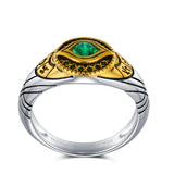 -High quality ring inspired by Doctor Strange's Eye of Amagatto and the 'Time Stone' green Infinity Stone. Handmade in .925 sterling silver with 18k white gold and 18k gold plating with green CZ stone.Well crafted and made to be treasured! Brand New in jeweler's ring box. Free Shipping Worldwide.-