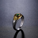 -High quality ring inspired by Doctor Strange's Eye of Amagatto and the 'Time Stone' green Infinity Stone. Handmade in .925 sterling silver with 18k white gold and 18k gold plating with green CZ stone.Well crafted and made to be treasured! Brand New in jeweler's ring box. Free Shipping Worldwide.-
