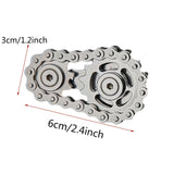 -Metal bicycle-style chain and sprocket fidget toy. Durable, high quality construction. Measures approximately 3cm x 6cm / 1.2 x 2.4 inches. Free shipping from abroad. Typically arrives in about 2-3 weeks. Unique different spinning link chain and gear anxiety diffusing perpetual motion machine toy-