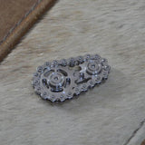 -Metal bicycle-style chain and sprocket fidget toy. Durable, high quality construction. Measures approximately 3cm x 6cm / 1.2 x 2.4 inches. Free shipping from abroad. Typically arrives in about 2-3 weeks. Unique different spinning link chain and gear anxiety diffusing perpetual motion machine toy-