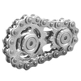 -Metal bicycle-style chain and sprocket fidget toy. Durable, high quality construction. Measures approximately 3cm x 6cm / 1.2 x 2.4 inches. Free shipping from abroad. Typically arrives in about 2-3 weeks. Unique different spinning link chain and gear anxiety diffusing perpetual motion machine toy-Silver-