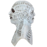 Two-Faced Duplicitous Backstabber Monster Mask-Unique, very high quality, detailed natural latex over-the-head mask with two faces... a forward facing smile and a grimacing, menacing stare on the reverse. One size fits most. Free shipping. Jealous envious greedy covetous demon devil horror halloween costume cosplay envy monster deceit deceitful desirous jealousy-