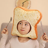Human Breading Meme Plush Hat-Now you and your breaded cat can match with this unique plush slice of toast headwear designed for people. Not edible but one size does fit most. Measures approximately 38cm/15inch. Free shipping. Funny weird wtf cat breading memes joke humorous meme halloween costume cosplay mask hat bread pillow plush toy-