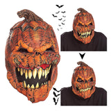 -High quality, detailed latex over-the-head rotting and toothy jack-o-lantern mask with movable mouth. Free shipping from abroad with average delivery to the USA of 2-3 weeks. Creepy funny bumpy pumpkin jackolantern halloween costume evil possessed pumpkinhead demon monster horror cosplay -