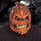 -High quality, detailed latex over-the-head rotting and toothy jack-o-lantern mask with movable mouth. Free shipping from abroad with average delivery to the USA of 2-3 weeks. Creepy funny bumpy pumpkin jackolantern halloween costume evil possessed pumpkinhead demon monster horror cosplay -