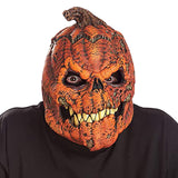 -High quality, detailed latex over-the-head rotting and toothy jack-o-lantern mask with movable mouth. Free shipping from abroad with average delivery to the USA of 2-3 weeks. Creepy funny bumpy pumpkin jackolantern halloween costume evil possessed pumpkinhead demon monster horror cosplay -