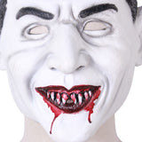 -Quality, classic horror movie white-faced 'dracula' style latex over-the-head vampire mask. One size fits most. Free shipping. Black and white with red blood around mouth and fangs retro vintage old school old time silent film b-movie vampire halloween costume barackula horror scary spoopy cosplay mask-