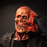 -Uniquely terrifying latex over-the-head skull mask with partial breastplate, movable jaw and tearaway clown flesh. One size fits most. Free shipping Horrifying halloween costume horror clown carnival of evil cosplay disgusting disturbing scary gross nsfw skeleton unisex death demon terrifying haunted house joker freak-