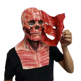 -Uniquely terrifying latex over-the-head skull mask with partial breastplate, movable jaw and tearaway clown flesh. One size fits most. Free shipping Horrifying halloween costume horror clown carnival of evil cosplay disgusting disturbing scary gross nsfw skeleton unisex death demon terrifying haunted house joker freak-