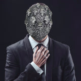 -Soft latex face mask with woven fiberous pattern and small skulls. One size fits most. Measures roughly 10x7.5in / 19x25cm. Free shipping. Masks shipped within the USA typically arrive in 1-2 weeks. Masks shipped from abroad typically arrive to the USA in 2-3 weeks.-