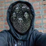 -Soft latex face mask with woven fiberous pattern and small skulls. One size fits most. Measures roughly 10x7.5in / 19x25cm. Free shipping. Masks shipped within the USA typically arrive in 1-2 weeks. Masks shipped from abroad typically arrive to the USA in 2-3 weeks.-