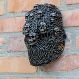 -Soft latex face mask with woven fiberous pattern and small skulls. One size fits most. Measures roughly 10x7.5in / 19x25cm. Free shipping. Masks shipped within the USA typically arrive in 1-2 weeks. Masks shipped from abroad typically arrive to the USA in 2-3 weeks.-