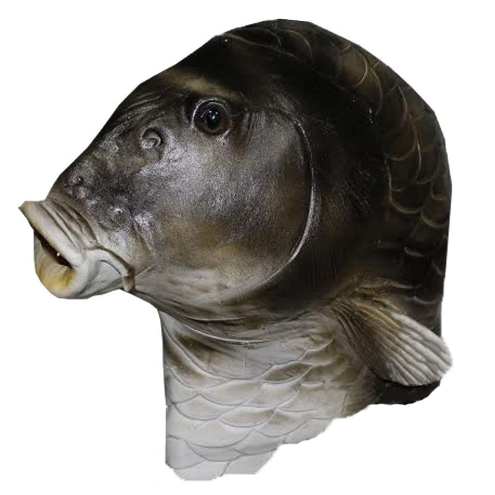 -Unique, high quality latex over-the-head fish face mask. One size fits most. Free shipping from abroad with average delivery to USA in about 2-3 weeks. Funny weird bizarre strange weirdest wtf fishhead halloween costume cosplay mask trout alien fancy dress-