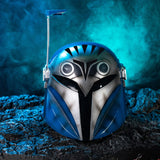 -Handmade, wearable, full size high quality resin blue Mandalorian mask suitable for display or cosplay. One size fits most teens and adults. Free shipping from abroad with average delivery to the USA in about 2-3 weeks. Halloween costume female mandalorian fancy dress helm mask star wars cosplay armor helmet-