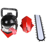 -High quality vinyl over-the-head (and over-the-top) Chainsaw Man Mask with detachable saw blade. Lifesize and suitable for display or cosplay and LARP. One size fits most adults. Free shipping. Unique manga anime bizarre prop replica LARP weapon halloween costume helmet public safety devil hunter denji chainsaw devil-