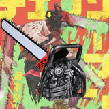 -High quality vinyl over-the-head (and over-the-top) Chainsaw Man Mask with detachable saw blade. Lifesize and suitable for display or cosplay and LARP. One size fits most adults. Free shipping. Unique manga anime bizarre prop replica LARP weapon halloween costume helmet public safety devil hunter denji chainsaw devil-