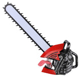 -High quality vinyl over-the-head (and over-the-top) Chainsaw Man Mask with detachable saw blade. Lifesize and suitable for display or cosplay and LARP. One size fits most adults. Free shipping. Unique manga anime bizarre prop replica LARP weapon halloween costume helmet public safety devil hunter denji chainsaw devil-
