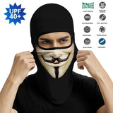 Anonymous Balaclava, Neck Gaiter or Earloop Face Mask - UV Blocking-Super high quality unisex mask in choice of style. Seamless, 4-way stretch, protective UPF30+ soft & comfortable, lightweight & breathable polyester microfiber. Free shipping. Suitable cycling, hunting, hiking, protest, camping, climbing, helmet liner for horseback or motorcycle riding, etc. vendetta anonymous design-