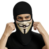 Anonymous Balaclava, Neck Gaiter or Earloop Face Mask - UV Blocking-Super high quality unisex mask in choice of style. Seamless, 4-way stretch, protective UPF30+ soft & comfortable, lightweight & breathable polyester microfiber. Free shipping. Suitable cycling, hunting, hiking, protest, camping, climbing, helmet liner for horseback or motorcycle riding, etc. vendetta anonymous design-