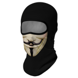 Anonymous Balaclava, Neck Gaiter or Earloop Face Mask - UV Blocking-Super high quality unisex mask in choice of style. Seamless, 4-way stretch, protective UPF30+ soft & comfortable, lightweight & breathable polyester microfiber. Free shipping. Suitable cycling, hunting, hiking, protest, camping, climbing, helmet liner for horseback or motorcycle riding, etc. vendetta anonymous design-Cream-Balaclava-